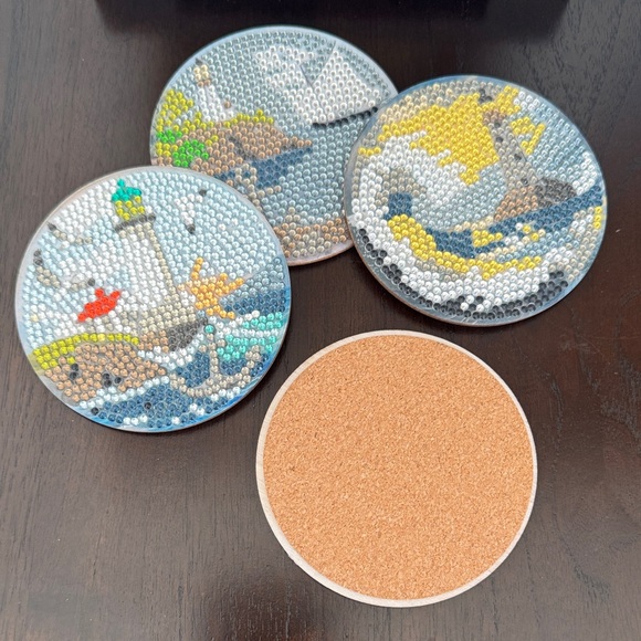 🌊 Handcrafted Lighthouse Ocean Diamond Art Coasters – Set of 4 - Picture 4 of 6